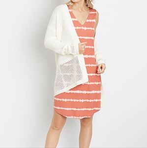 Maurices Coral and White Tie-Dye Swim Coverup